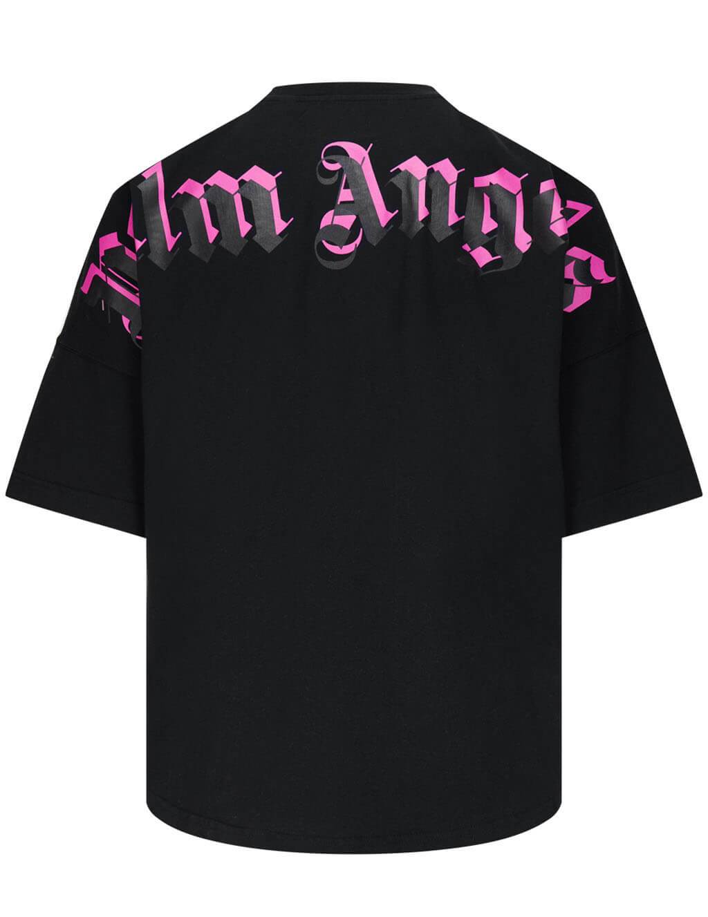 Palm Angels Double Logo T-Shirt Black/Fushia